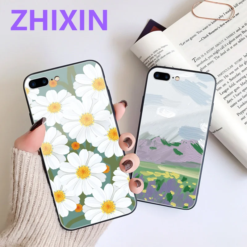 

Art flower Tempered Glass Funda Back Case For Samsung Galaxy A72 A52 Phone Cover for Samsung A32 A12 A21S Note 20 Ultra Plus
