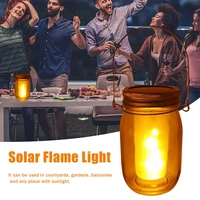solar flame light jar hanging automatic induction flickering flame lantern with 12 led patch beadsfor courtyards gardens decor