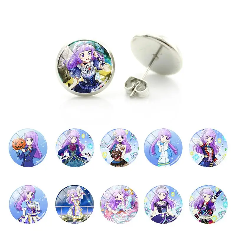 Bandai Aikatsu персонажи Hikami suтв анимационные серьги-гвоздики стеклянные круглые