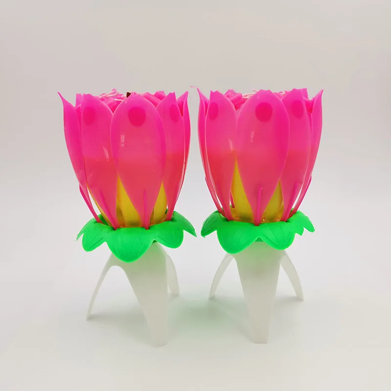 Свечи для торта в форме цветка лотоса музыкальные свечи художественные DIY