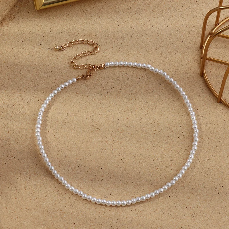 New Fashion Elegant White Imitation Pearl Choker Necklaces Round Wedding Chain Necklace For Women Charm Party Jewelry Gift | Украшения и