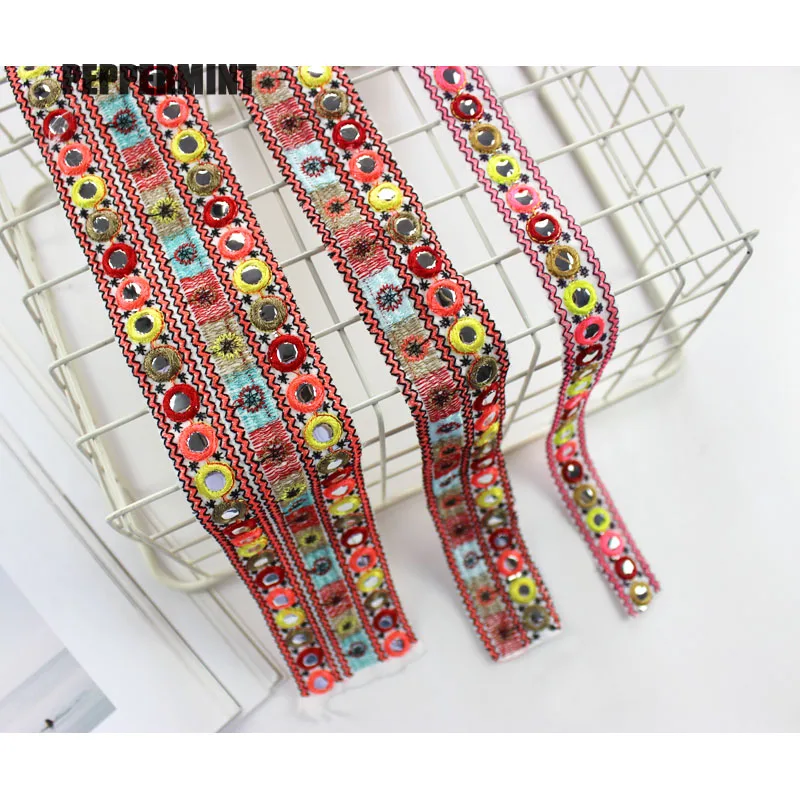 1 ярд лент в стиле ретро зеркальные кружевные вышитые ленты этнические