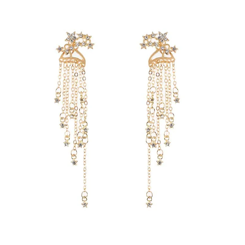

New Earings Fashion Jewelry Boho Long Fringed Stars Hanging Earrings Oorbellen Brincos Earrings For Women Wholesale