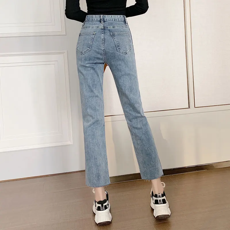 Женские джинсы с высокой талией женские весенние новые стильные элегантные