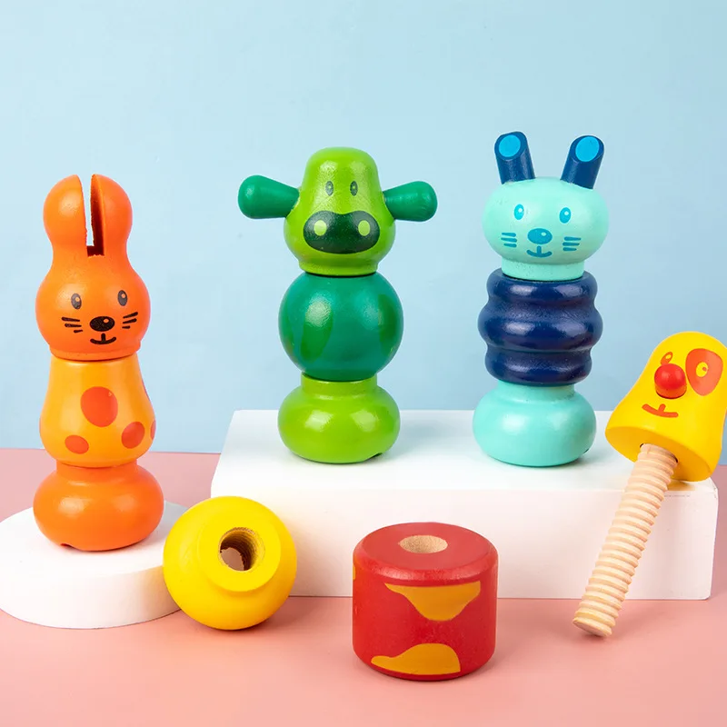 

Детская винтовая игрушка разборка От 1 до 2 лет Baby, 3 формы, соответствующий строительный блок, гайка в сборе и разборке, пазл с руками