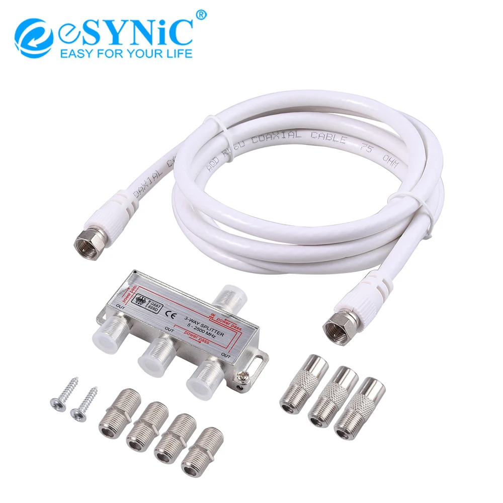 Conector de Satélite para tv Aérea e Banda Divisor de 3 Esyic-cabo Saídas Peças Larga Moca 5-2500mhz 1 ou 2