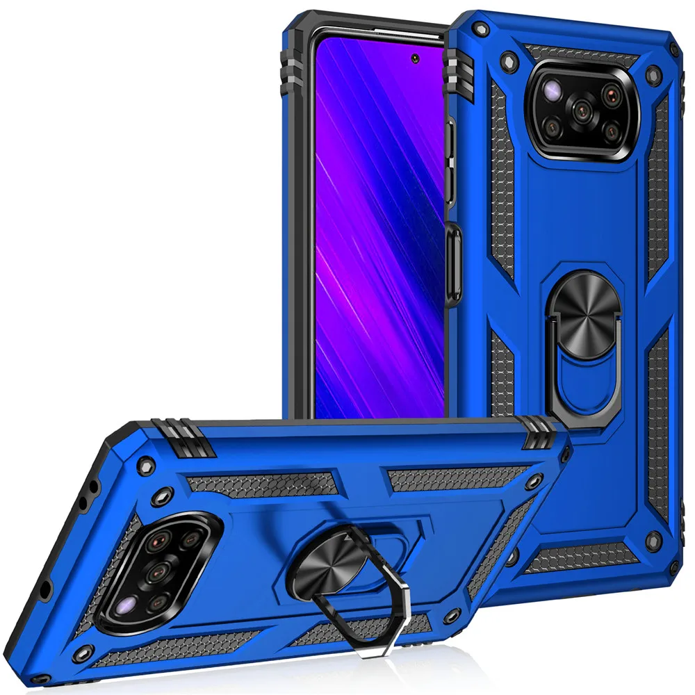 

for POCO X3 NFC Case For Xiaomi mi Pocophone F2 PRO X2 X3 NFC Redmi Note 9 9S Pro Max 8 8T 7 Armor Shockproof Stand Back Cover