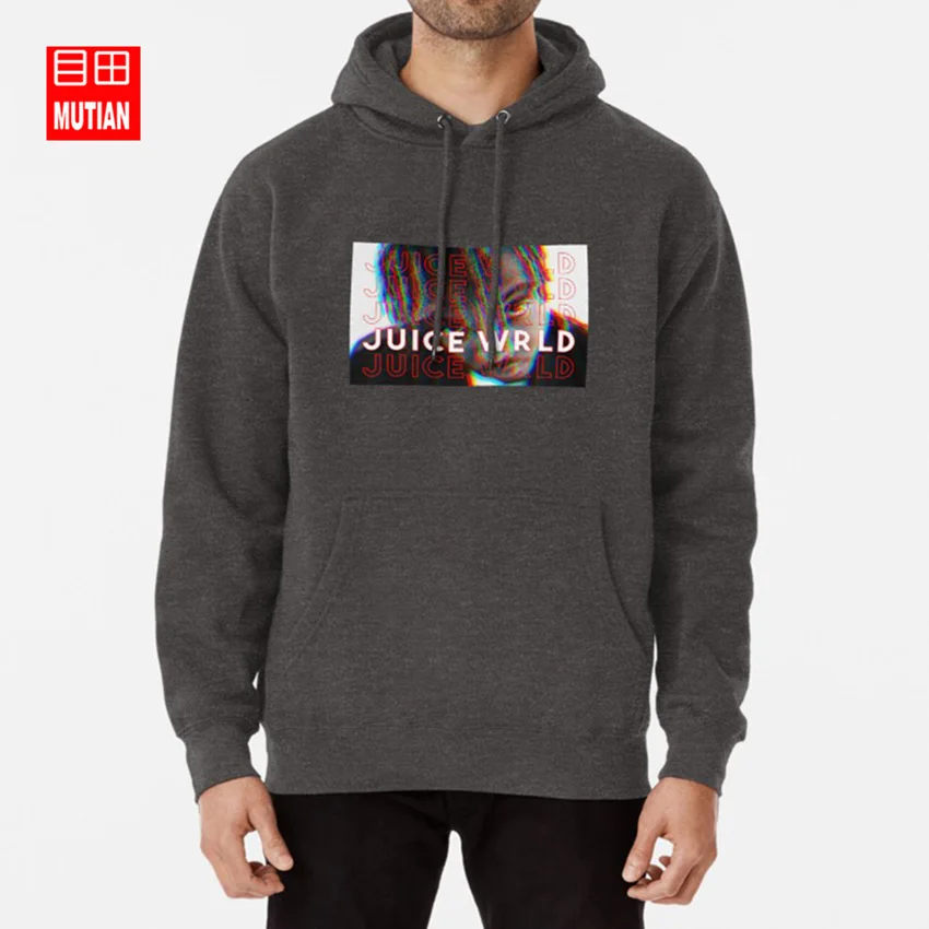 darkgrey-hoodie Цветные толстовки с капюшоном J Wrld juice wrld juicewrld trap rap rainbow glitch glitched juice world - Цвет: darkgrey-hoodie