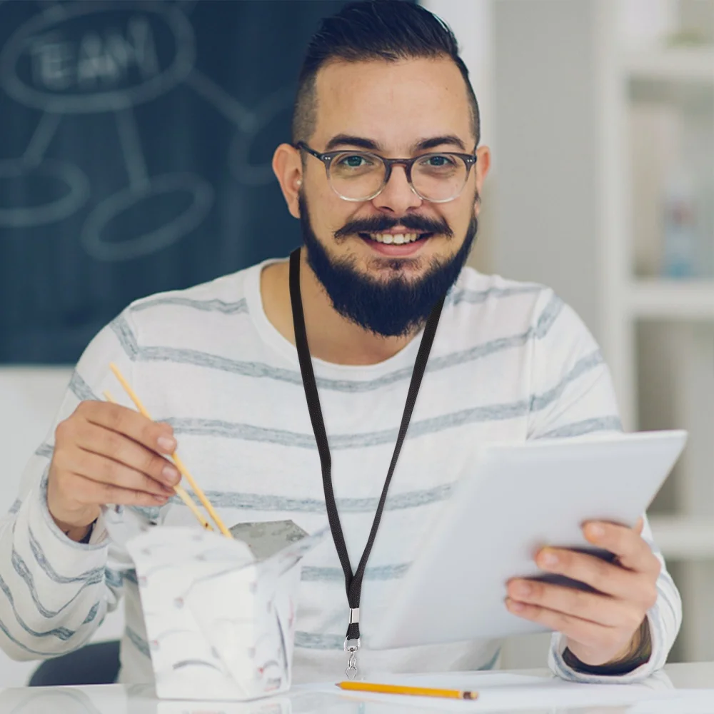 

50Pcs Black Color Lanyards School Cards Work Cards Holder Strap Lanyards