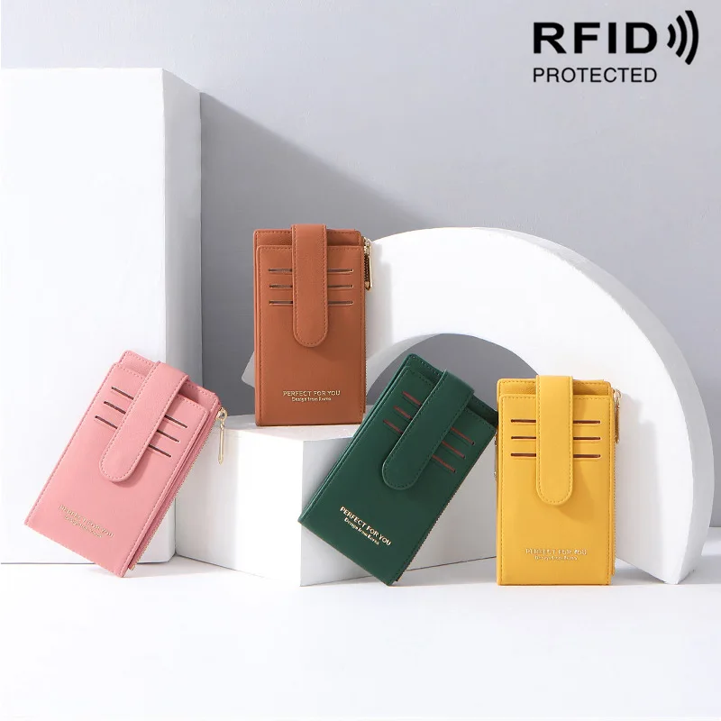 Многофункциональные женские кошельки противоугонные RFID портмоне ID держатель плотная большой вместимости цвет длинный кошелек с молнией женский клатч