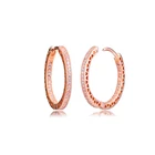 Женские серьги-кольца из серебра 100% пробы, с сердечками