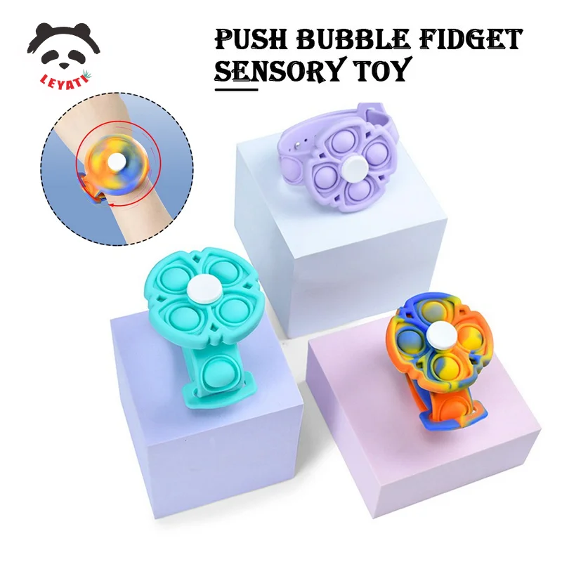 

Antistress Dimple Bracelet Push Bubbles Silicone Finger Fidget Spinner Press Pops Toys Sensory Squish Poppit Gift For Kids Child