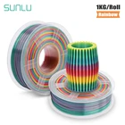Нить PLA Радужная SUNLU, 1,75 мм, 1 кг, цветной яркий цвет для 3D-принтера, Нетоксичная Радужная Нить для 3D-принтера, биоразлагаемая