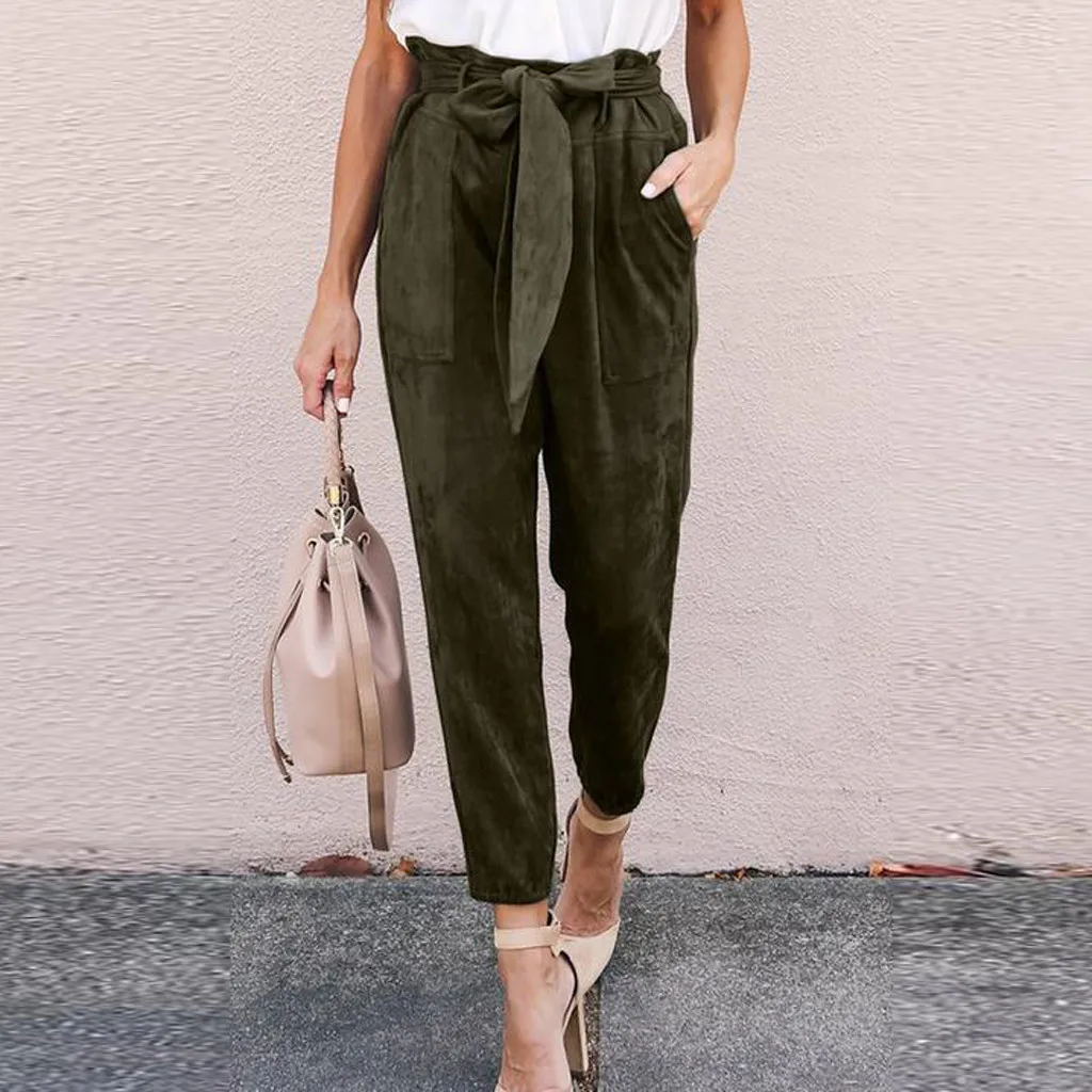 Новые модные женские брюки тонкие повседневные укороченные бумажные Брюки с