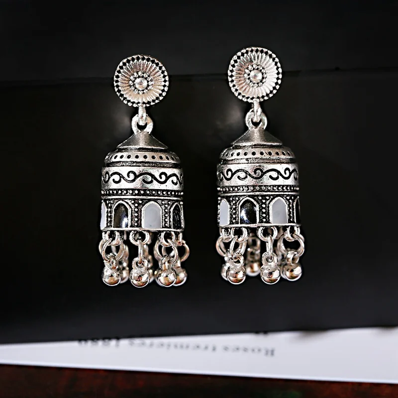 Этнические серебряные резные серьги из сплава для женщин капельное масло