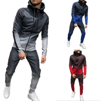 springfall mens 3d gradient print hoodies sets hip hop sports zipper hooded sweatshirts jogger sweatpants mens two piece sets