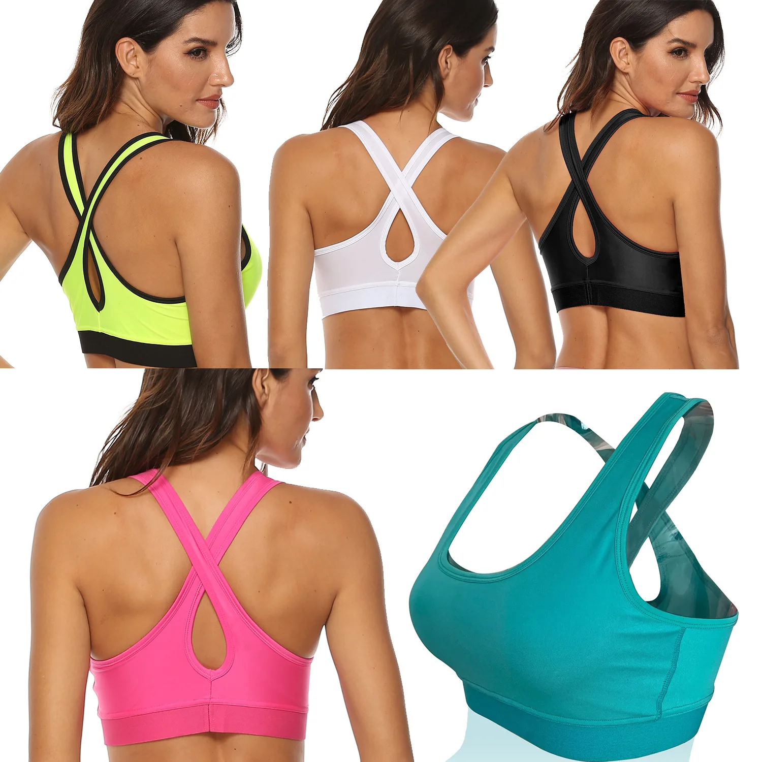 

Women Fashion Cross Shockproof Solid Color Running Women's Vest Fitness Yoga Sports Bra