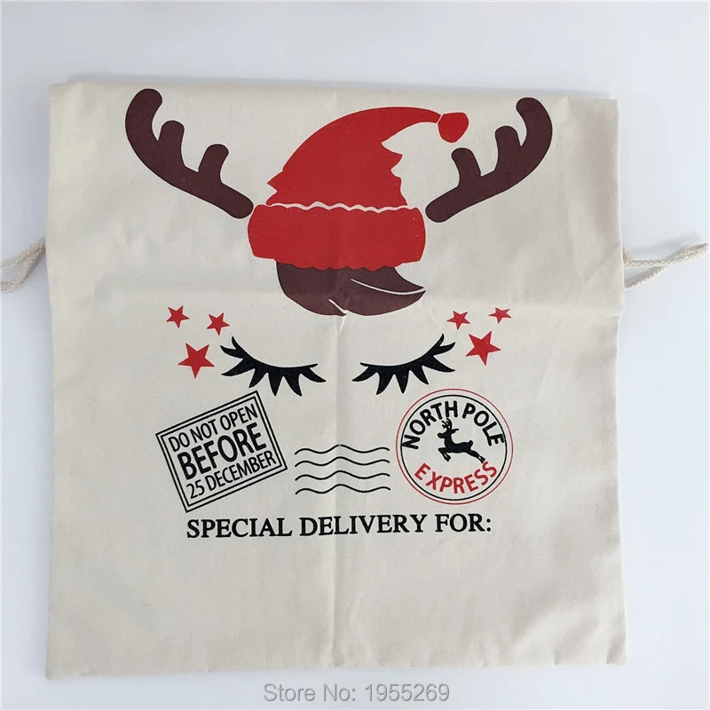 20 шт. с кулиской из парусины конфетный тростник мешок Санта мешки рождественские