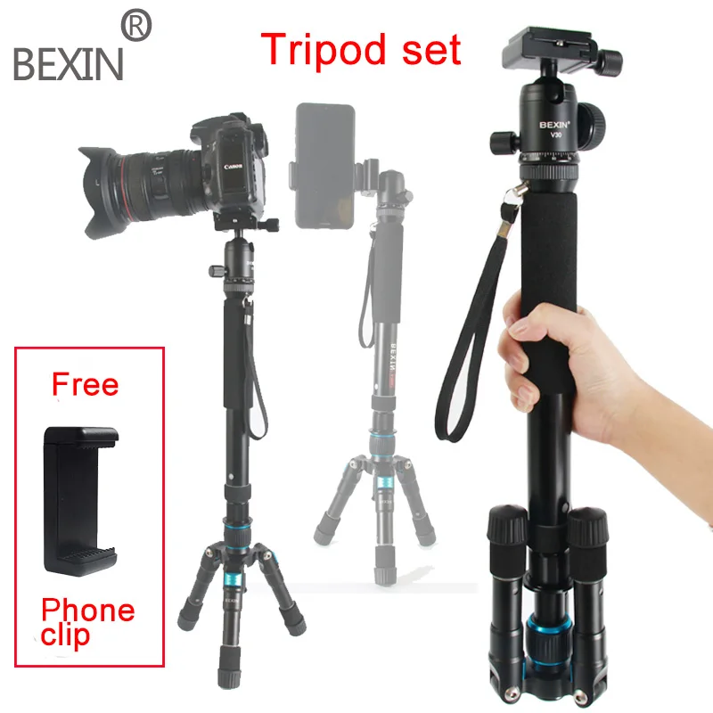 tripod set BEXIN путешествия камера смартфон держатель телефон фотография небольшой мини-штатив для фотоаппарата с шаровой головкой для смартфона dslr камеры - Цвет: tripod set