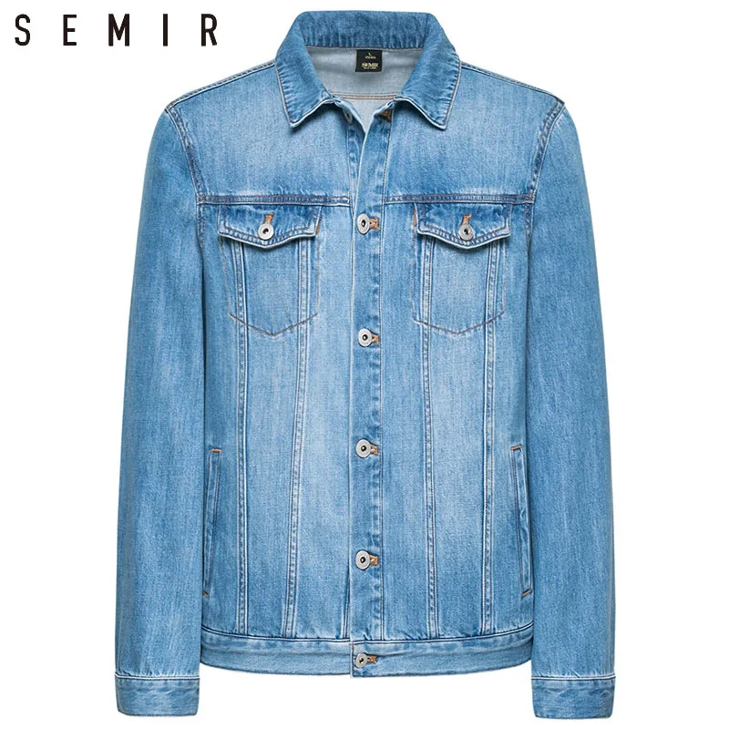 

Jacket Men Coat Dark Blue Casual Denim Jacket Cotton Turn-down Collar Long Sleeve Denim Bomber Jackets for Man