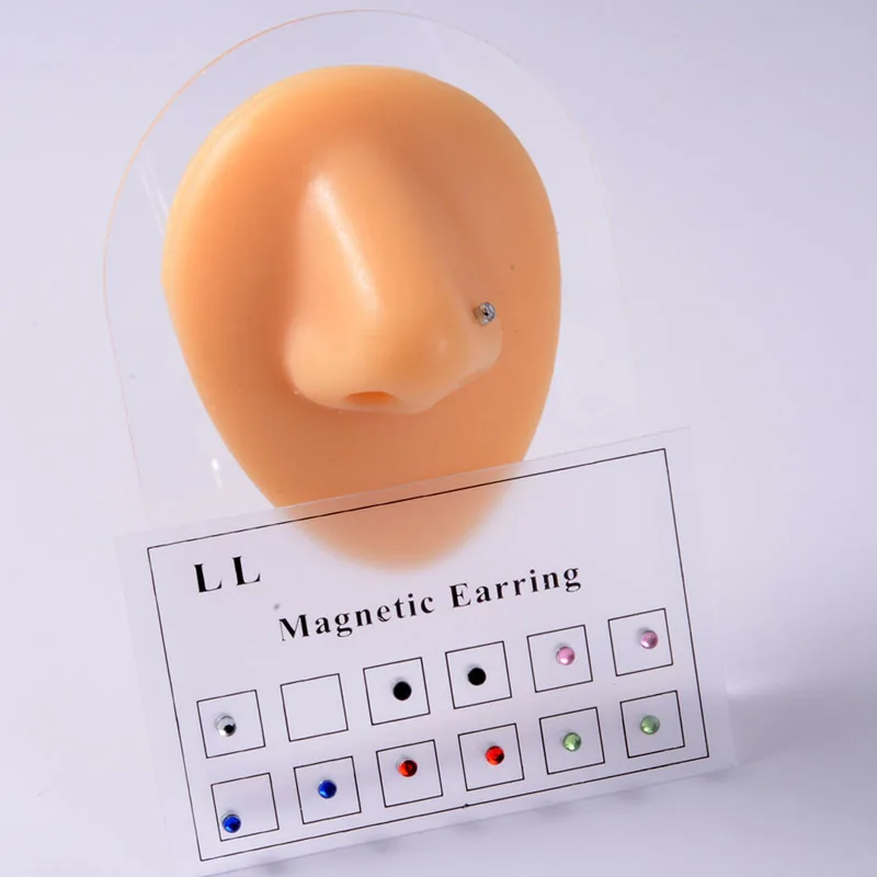

12pcs/Card Magnet Ear Tragus Cartilage Lip Labret Stud Nose Ring Fake Cheater Non Pierced Jewelry Magnetic Earring Piercings