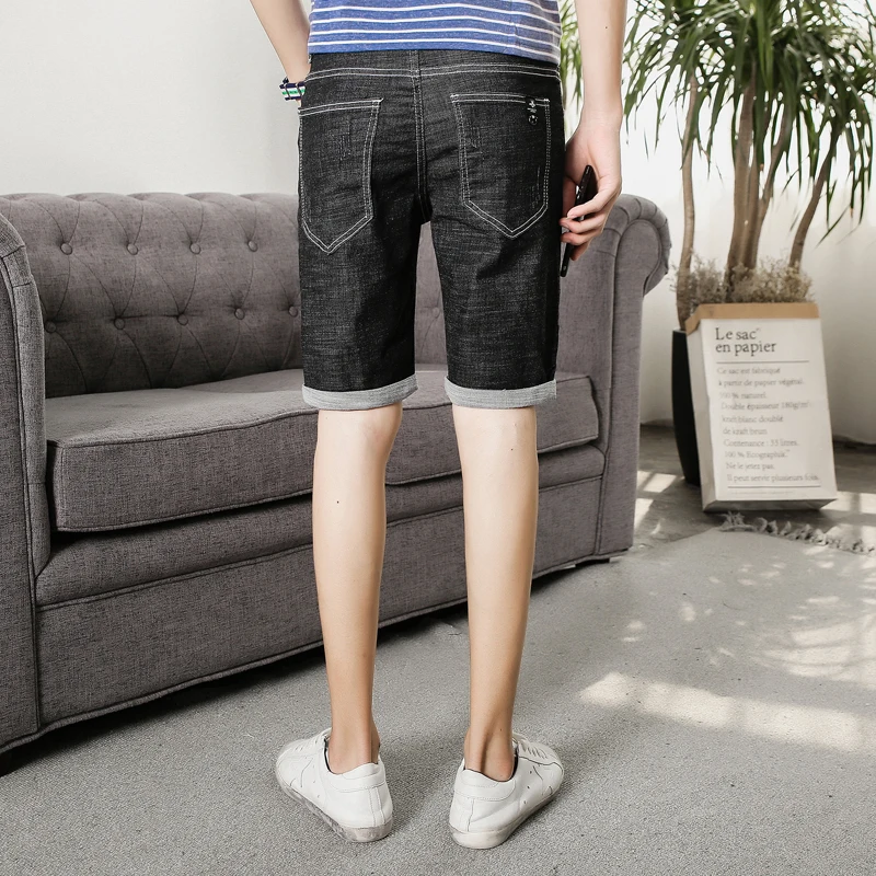 

HENCHIRY Summer New Casual Men's Jeans Zipper Pants Fashion Personality Straight Pants Washable Breathable Cool Trend Knee Pants