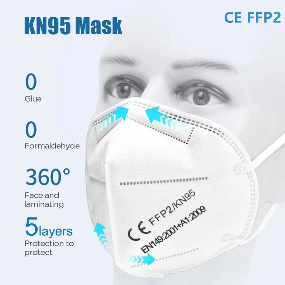 

300pcs Adult KN95 Dustproof Anti-fog And Breathable FFP2 Face Masks Filtration Mouth Masks 5-Layer Mouth Muffle Cover Mask
