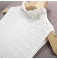 half turtleneck ice silk plaid knitted tank top women summer 2020 slim thin sleeveless tops black white