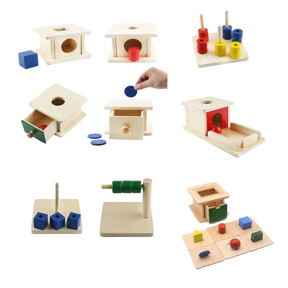 

Montessori Educational Wooden Toys Coin Box 6 In 1 Box Montessori Early Childhood Preschool for Children Training K2746F