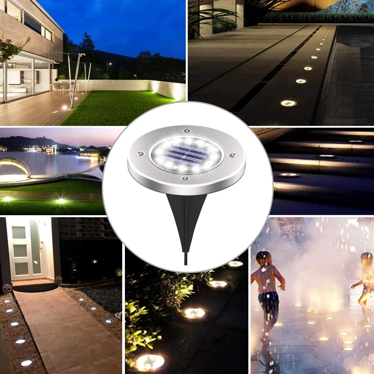 

4Pack Outdoors Solar Floor Lights 16/20LEDS solar Ground lights Waterproof Solar Lamps Garden Lights for Lawn Patio Yard