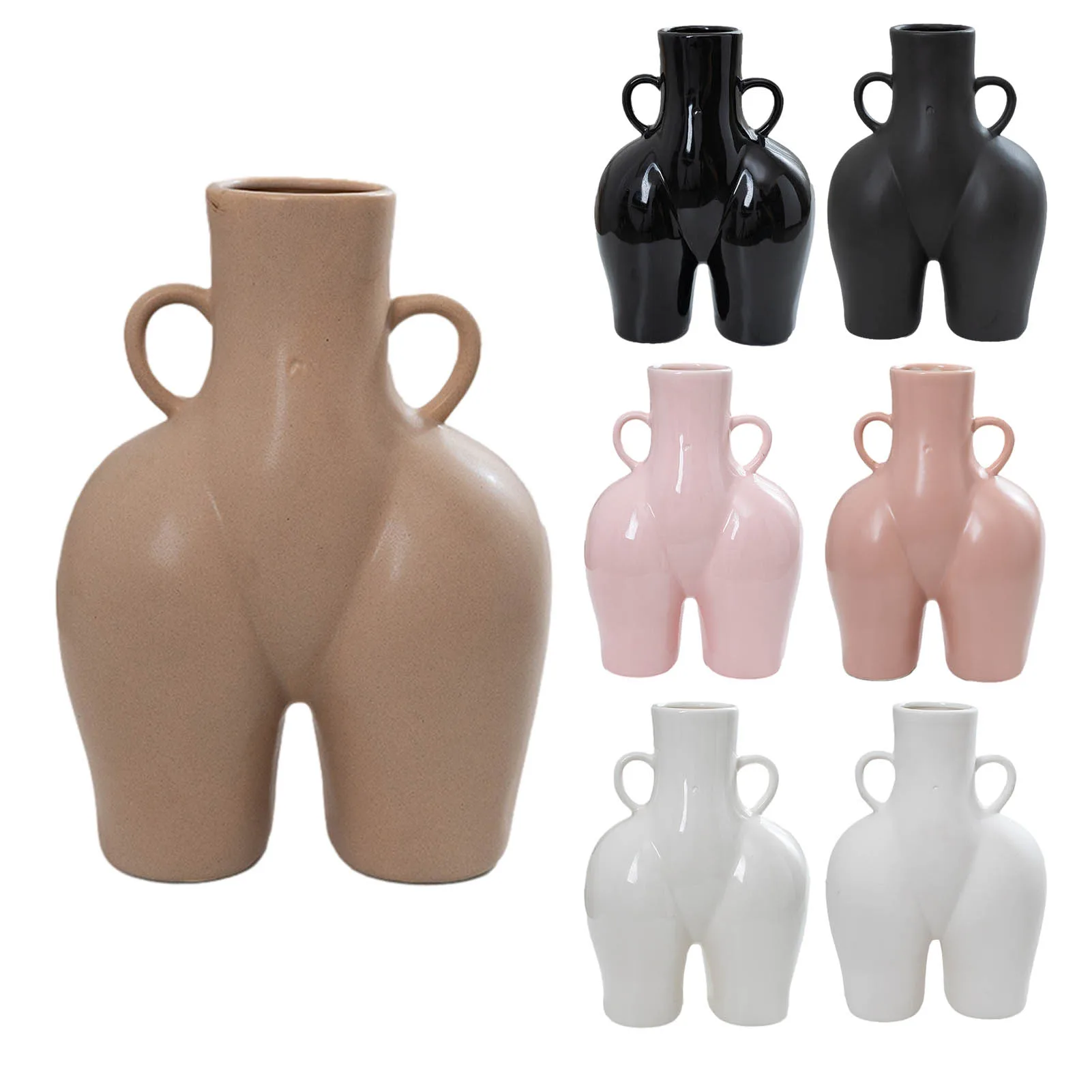 

Human Body Art Vase Nordic Ceramic Butt Nude Ornament Dried Flower Arrangement Vase Office Pen Holder Home Wedding Decoration