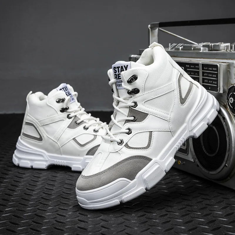 

Men's Sports High-top Shoes Lace-up Mesh Breathable Trend Martin Boots Canvas Student Shoes All-match for Men Zapatillas Male