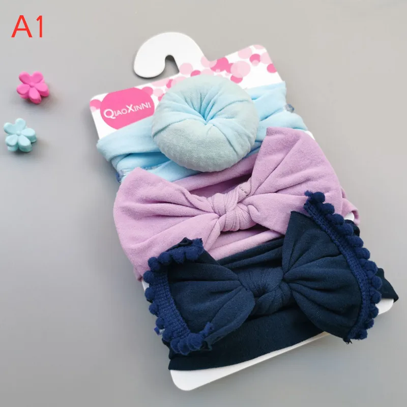 

3pcs/set Baby Cotton Round Ball Flower Hat Girls Newborn Turban Knot Kids Headwear Hair Accessories Caps