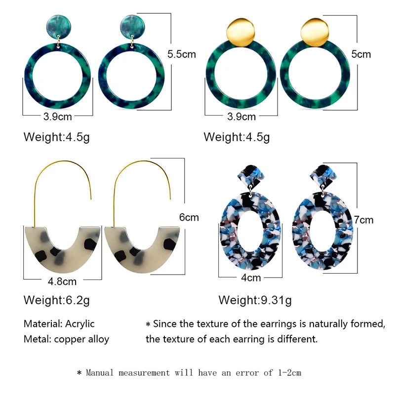 BICUX модные богемные массивные акриловые Висячие серьги для женщин винтажные