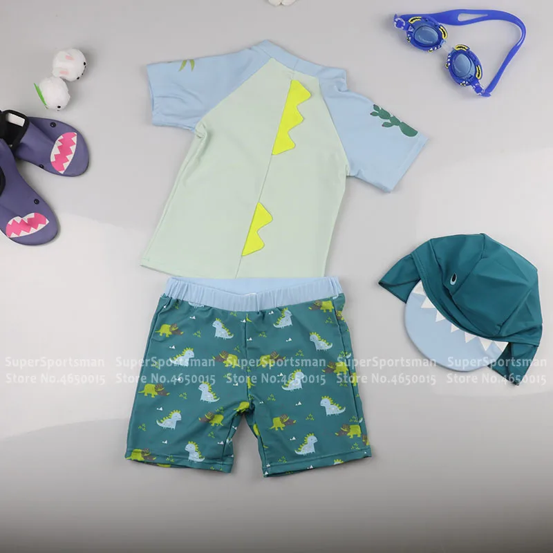 Купальник детский из двух предметов мультяшный динозавр UPF50 + для серфинга