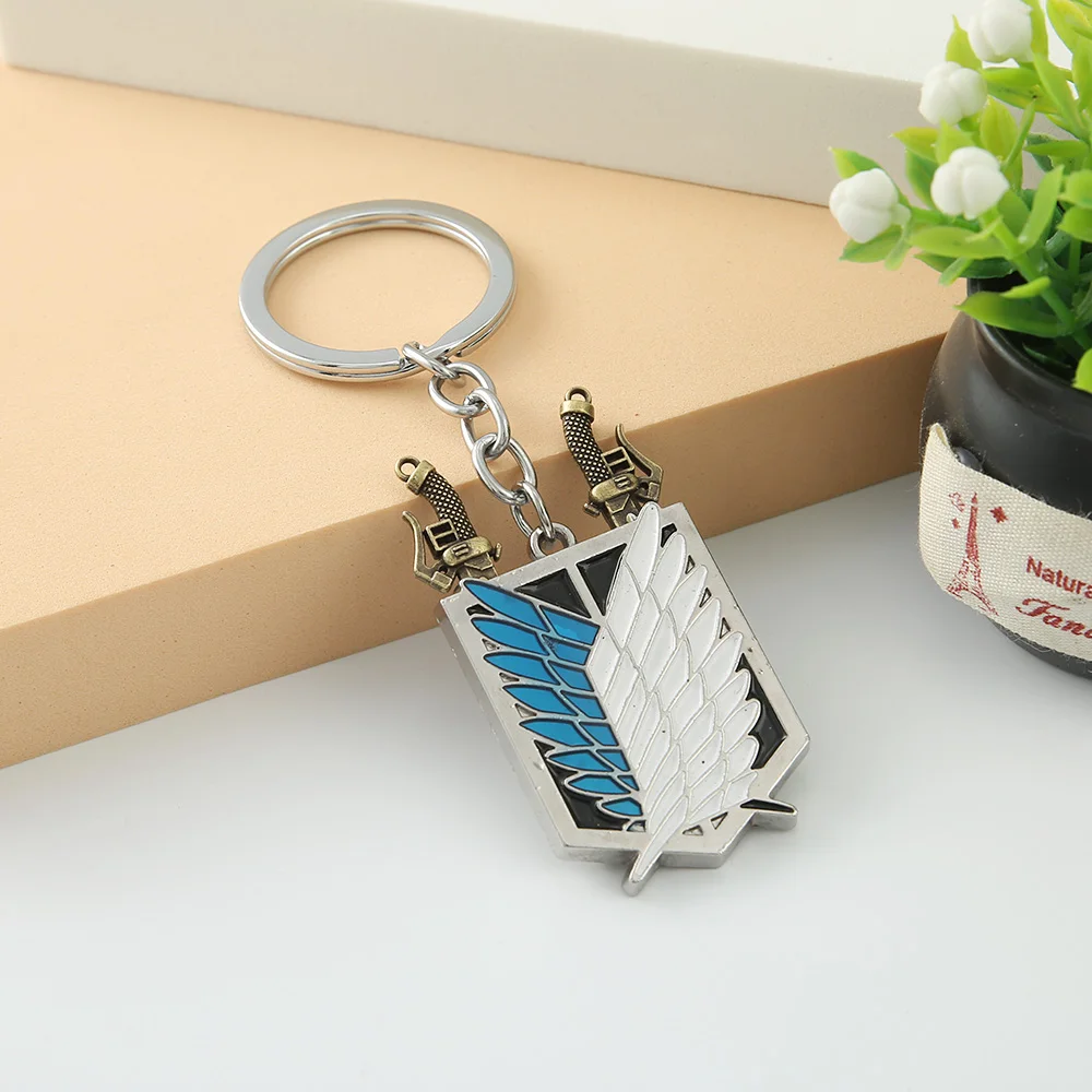 Attack On Titan Anime Keychain Shingeki No Kyojin Wings of Liberty Key Chain Sword Keyrings Motorcycle Car Keys Men Gifts | Украшения и