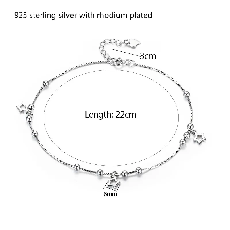 Женский браслет на ногу с цепочкой из стерлингового серебра 925 пробы в форме