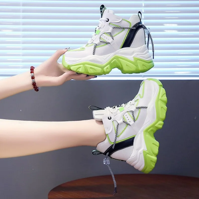 

Женские кроссовки на толстой вулканизированной подошве, дышащие кроссовки на массивной подошве, повседневная обувь для улицы, новинка 2021