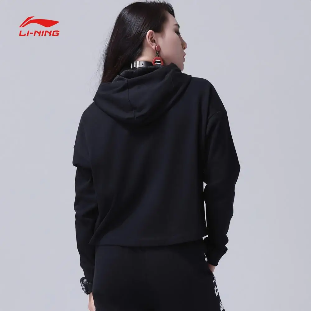 Li-Ning Женская баскетбольная Толстовка BAD FIVE, свободный крой, с буквенным принтом, 72% хлопок, 28% полиэстер, подкладка, спортивный свитер AWDN242 CJAS18