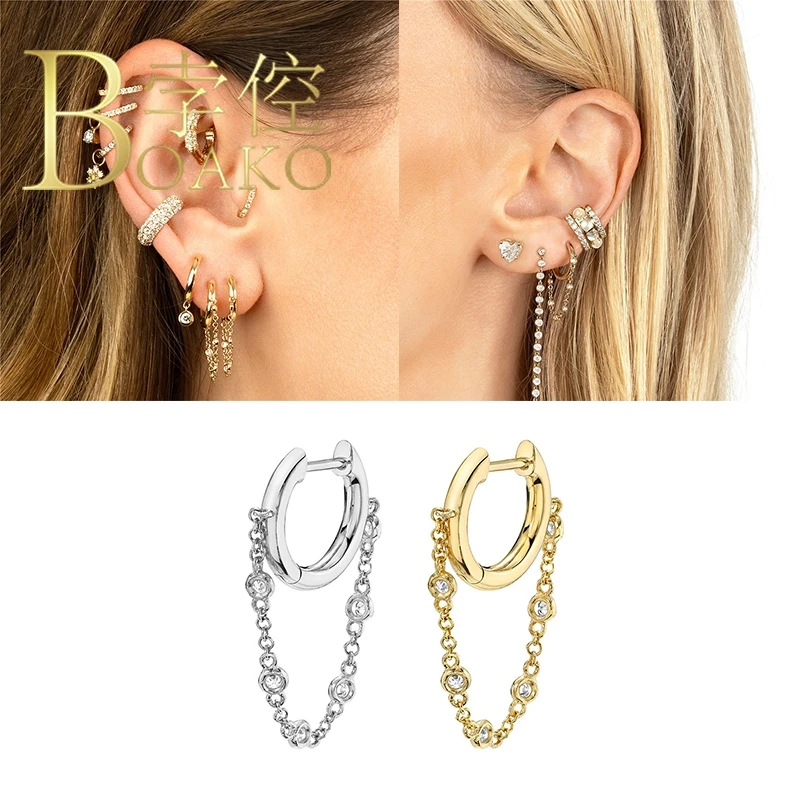 

BOAKO Tassel Chain Earrings For Women Pendientes Mujer Piercing Oreja Earrings Dangle Jewelry Bijoux Femme #4.6