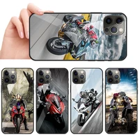 Moto Cross Motorcycle Sports Glass Call Phone Case For iPhone Mini Pro Max Plus 2020 Cover Coque