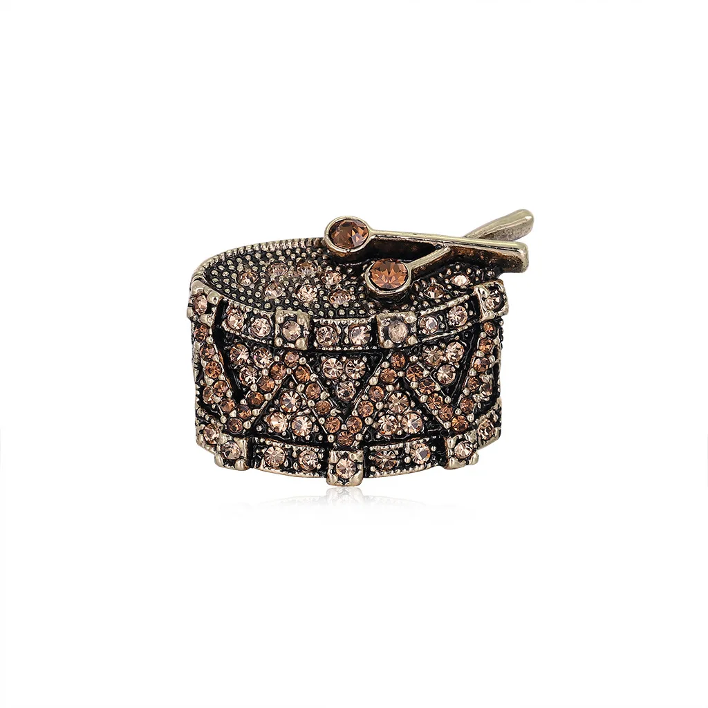 

Creative Drum Set Alloy Brooches for Men and Women Suit Retro Musical Instrument Brooch Pin Badge Rhinestone Jewelry Accessories