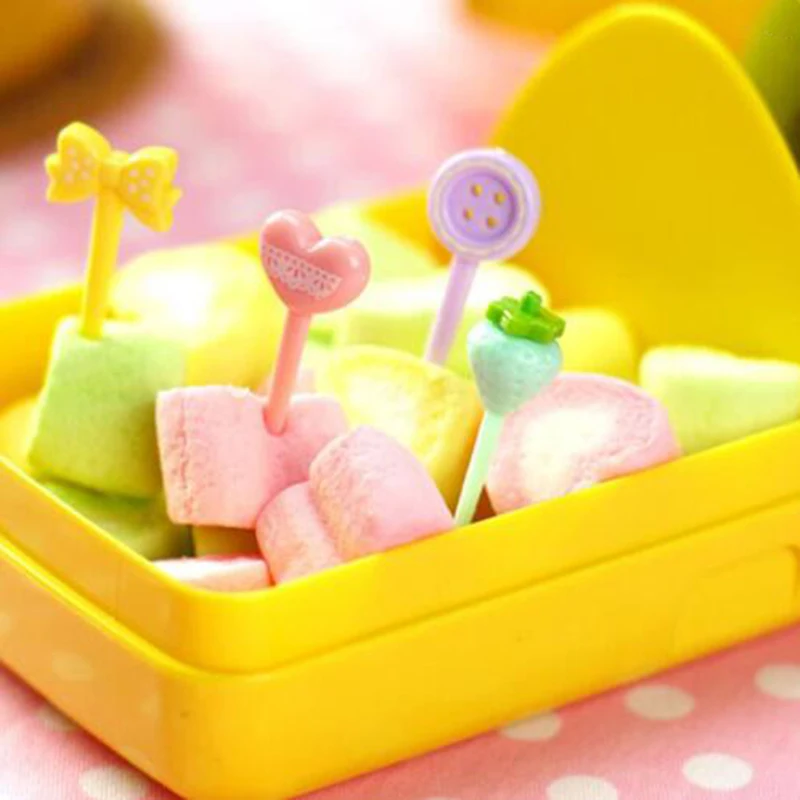 1 Set Mini Cartoon Fruit Food Forks Children Snack Cake Dessert Fork Pick Toothpick Bento Lunches Accessories Party Decor | Дом и сад