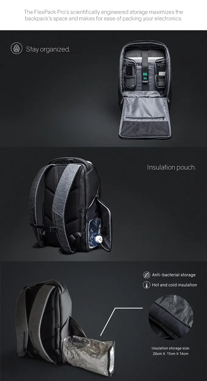 Krion дизайн FlexPack GO Противоугонный рюкзак мужская дорожная сумка зарядка через usb рюкзак для ноутбука 15,6 дюймов школьная сумка для мальчиков-подростков