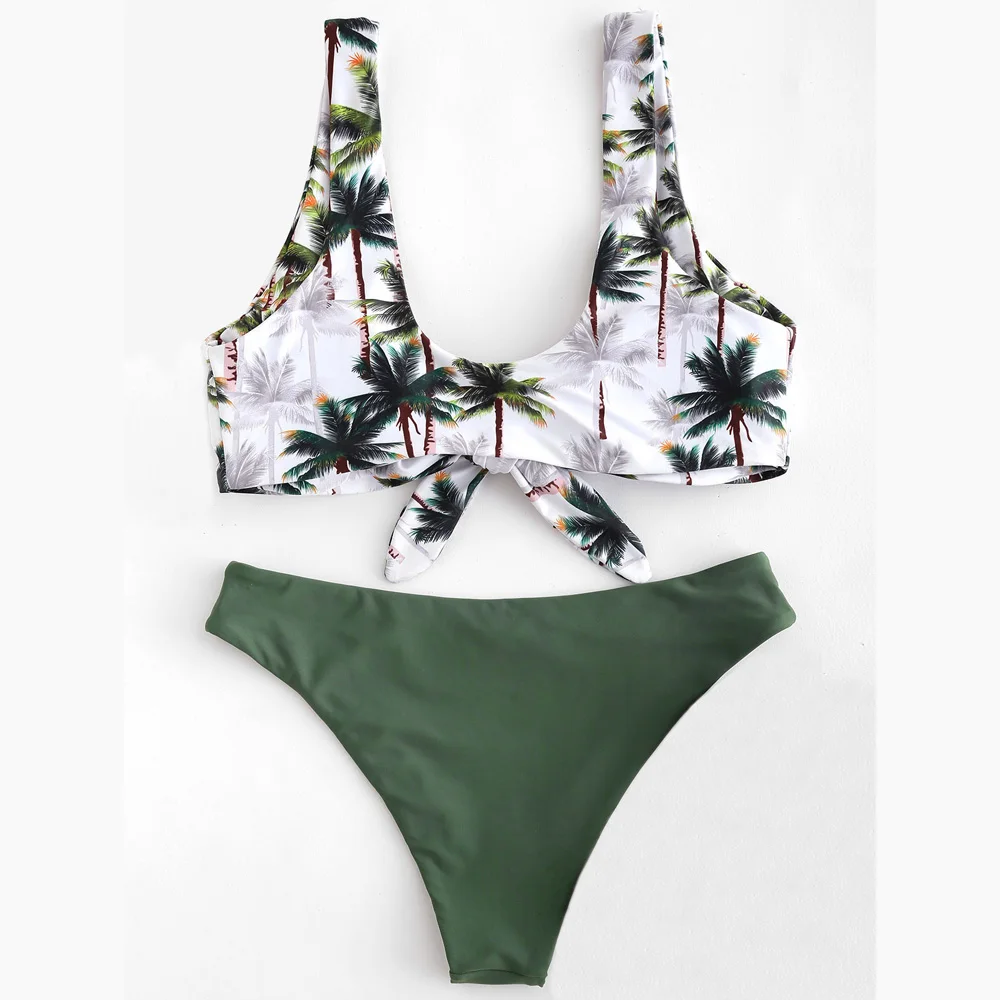 Женский купальник бикини с завязками спереди бразильский узелком купальный