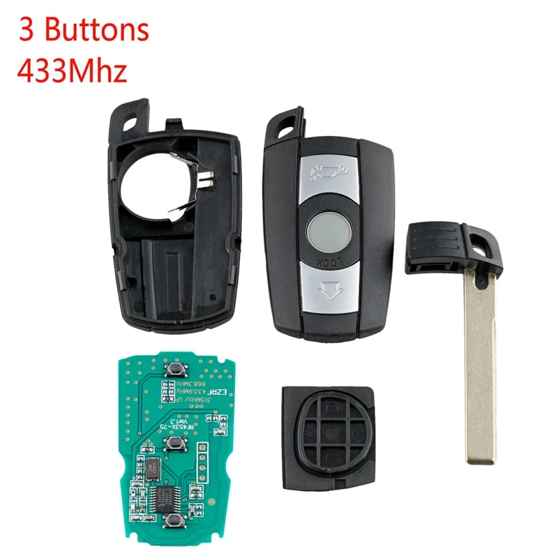 

Car Smart Remote Key 3 Buttons Fit For Bmw 3/5 Series X5 X6 Cas2 Cas3 43hz