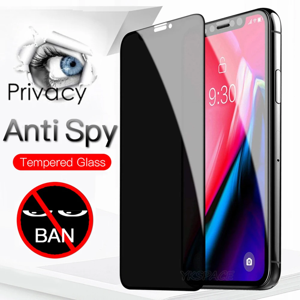 Антишпионское закаленное стекло Peep 9H для iPhone X XS XR 11 12 mini Pro MAX 3D полное покрытие