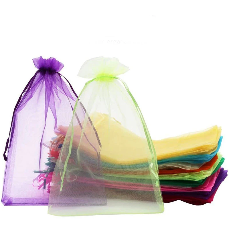 10 шт./пакет органза шнурок мешки для ювелирных изделий сетчатые подарка