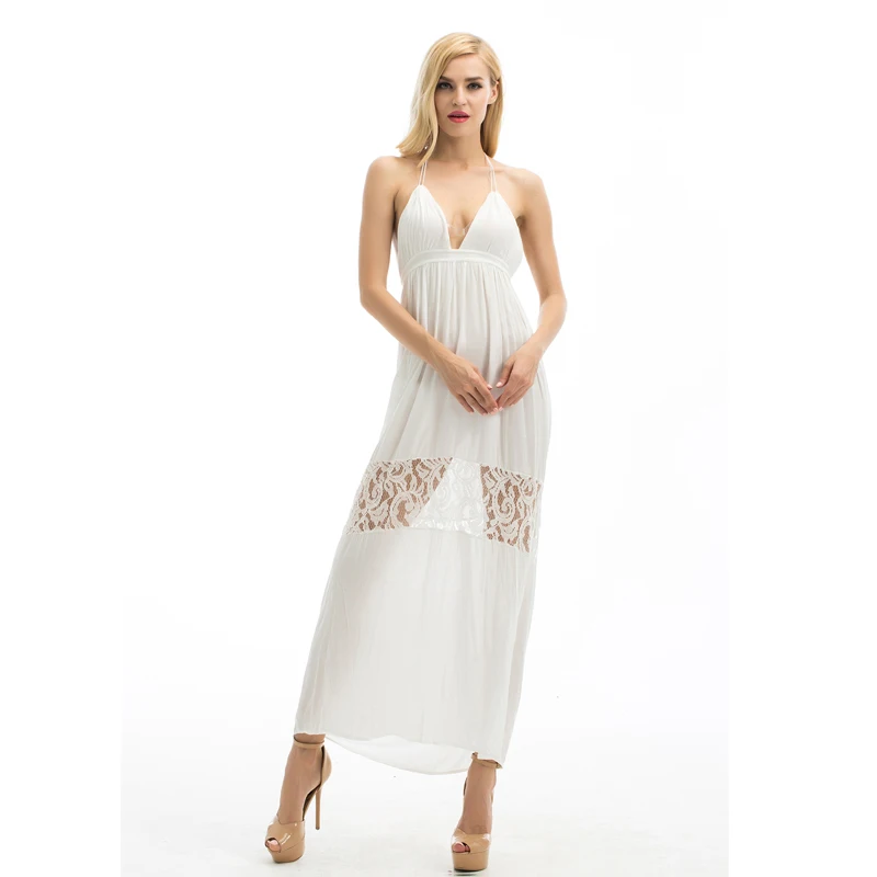 Пляжное платье макси с Горячая Для женщин сексуальное богемное кружевное