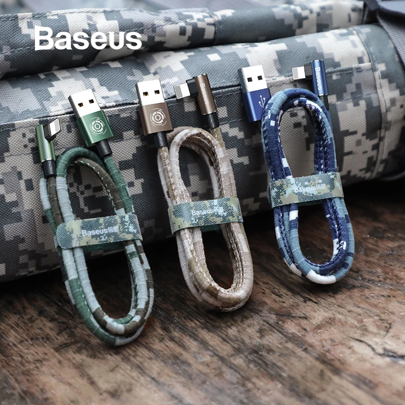 Baseus для iPhone кабель 2.4A Быстрая зарядка локоть USB кабель для iPhone Xs Max XR Xs X 8 Plus Кабель для передачи данных камуфляж игры Chagre Кабо